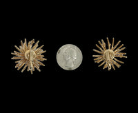 Bergére Gold Tone Starburst Rhinestone and Faux Pearl Clip-On Earrings - Hers and His Treasures
