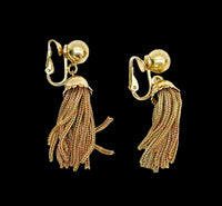 Bergére Gold Tone Tassel Dangle Clip-On Earrings - Hers and His Treasures