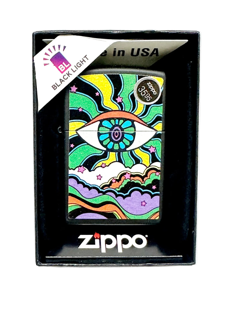 2023 Black Light Eye Design 49669 Black Matte Zippo Lighter - Hers and His Treasures