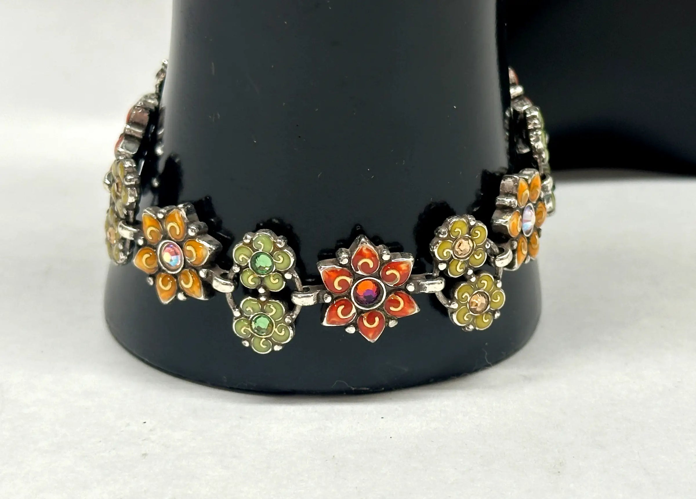Brighton Garden of Eden Silver Tone Enamel Flower Bracelet - Hers and His Treasures