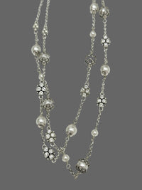 Retired Brighton ATMA Pearl Bead Crystal Silver Tone Double Strand Necklace - Hers and His Treasures