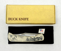 1988 Buck 426 Scrimshaw Ducks Bucklite Pocket Knife - Hers and His Treasures