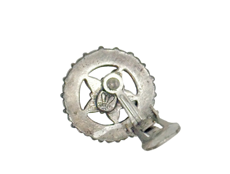 Cancrest Petit Point Faux Turquoise Silver Tone Clip-On Earrings - Hers and His Treasures