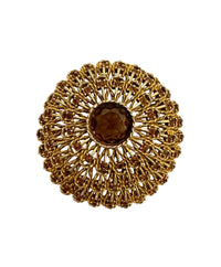 Capri Smoky Quartz Colored Rhinestone Dome Brooch Pin - Hers and His Treasures