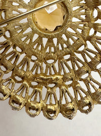 Capri Smoky Quartz Colored Rhinestone Dome Brooch Pin - Hers and His Treasures