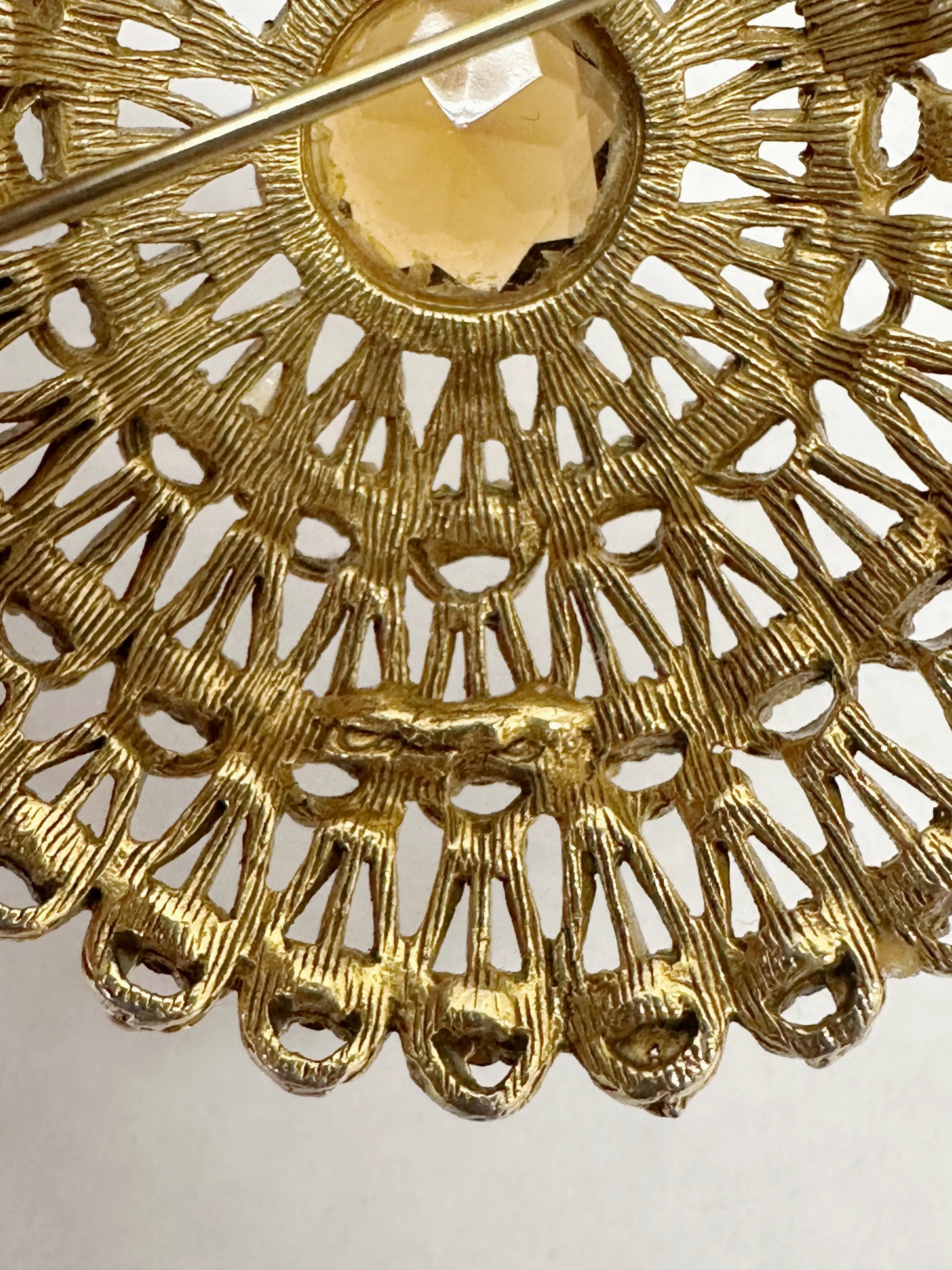 Capri Smoky Quartz Colored Rhinestone Dome Brooch Pin - Hers and His Treasures