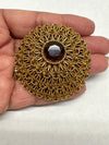 Capri Smoky Quartz Colored Rhinestone Dome Brooch Pin - Hers and His Treasures