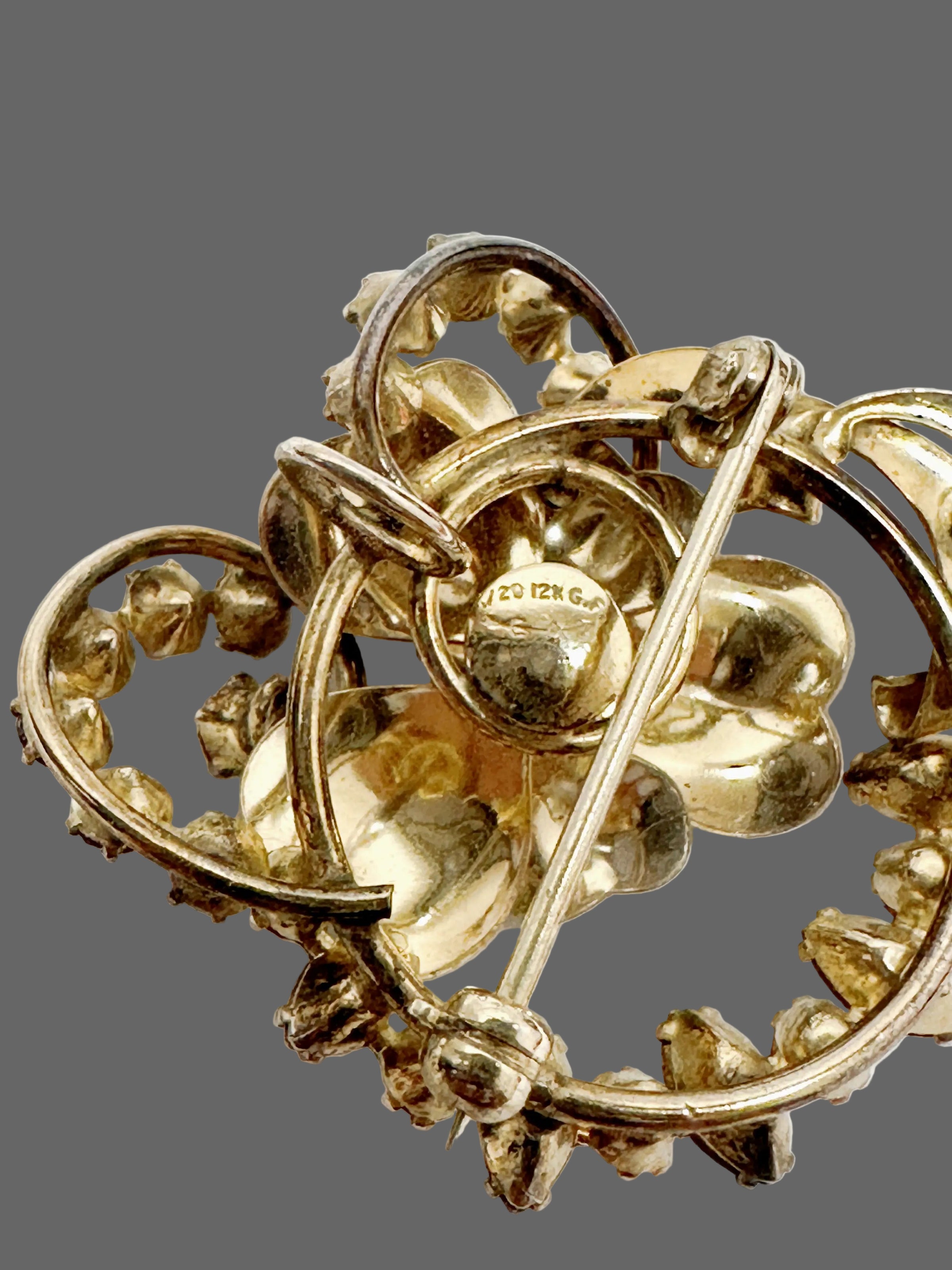 Carl-Art Inc. Pansy Enamel Rhinestone Gold Filled Brooch Pin - Hers and His Treasures