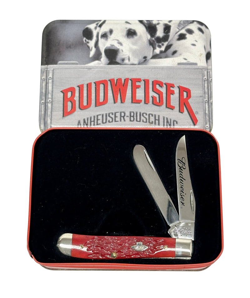 2002 Case XX Budweiser 6207 Red Bone Mini Trapper Pocket Knife - Hers and His Treasures