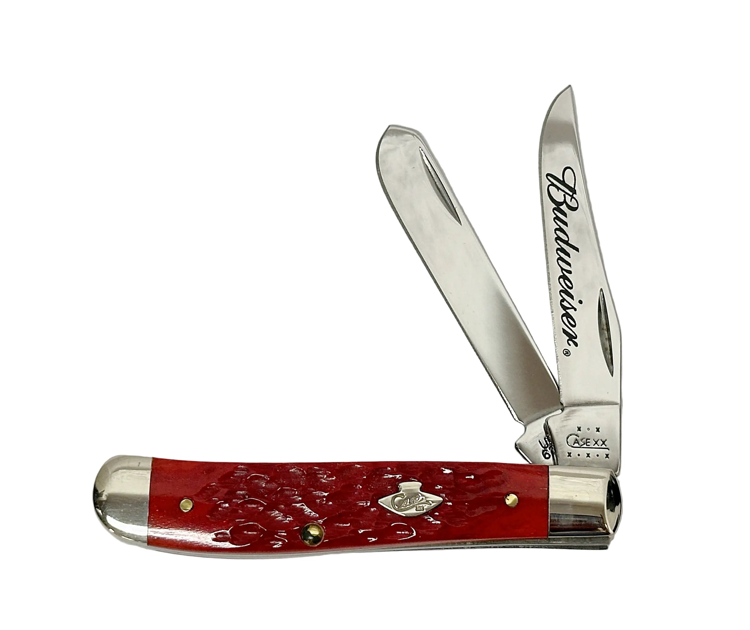 2002 Case XX Budweiser 6207 Red Bone Mini Trapper Pocket Knife - Hers and His Treasures