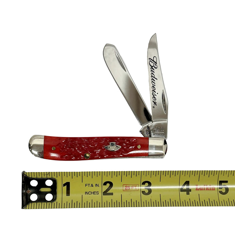 2002 Case XX Budweiser 6207 Red Bone Mini Trapper Pocket Knife - Hers and His Treasures