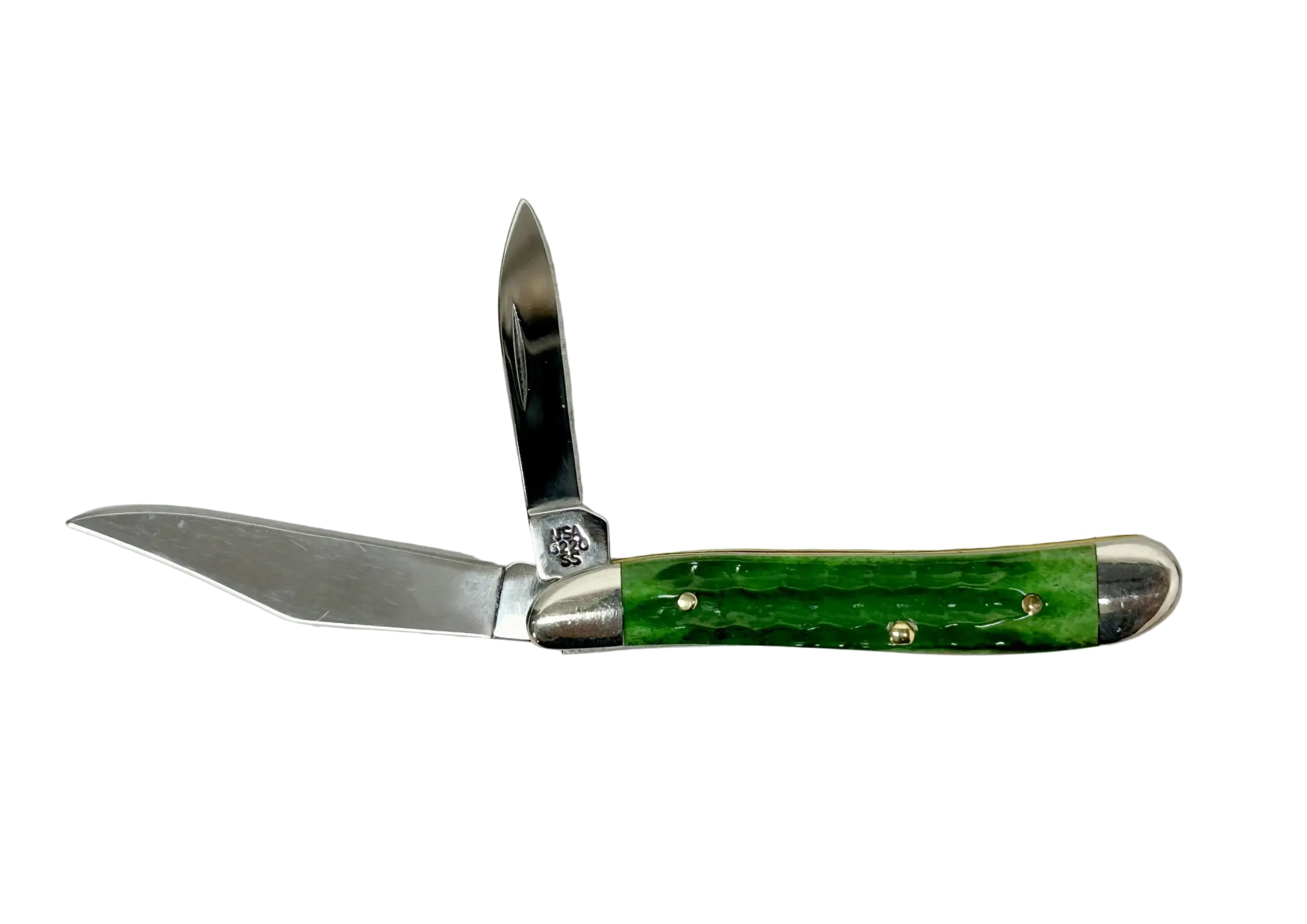 2007 Case XX 6220 John Deere Green Bone Peanut Pocket Knife - Hers and His Treasures