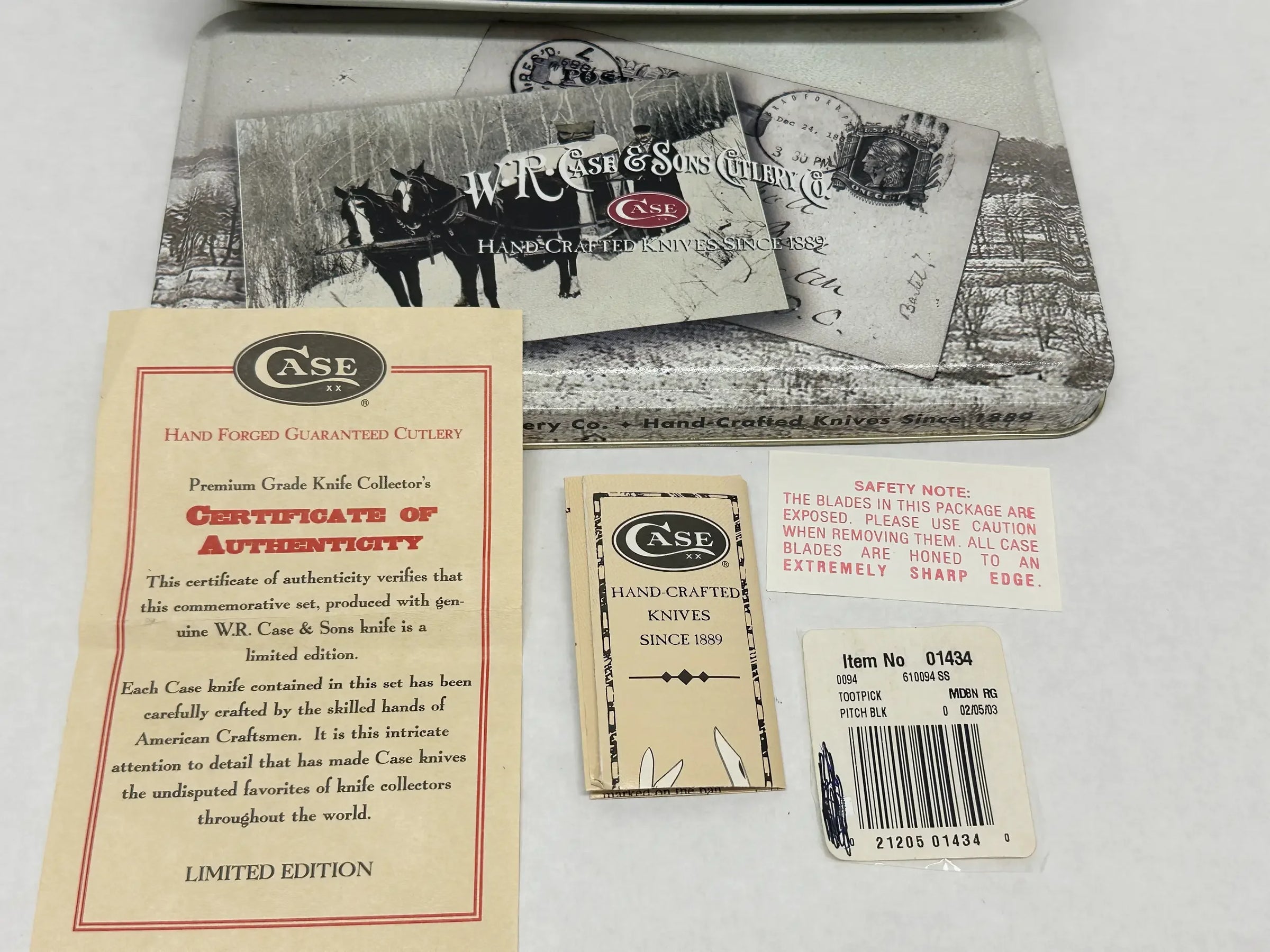 2001 Case XX 610094 Pitch Black Bone Toothpick Pocket Knife - Hers and His Treasures