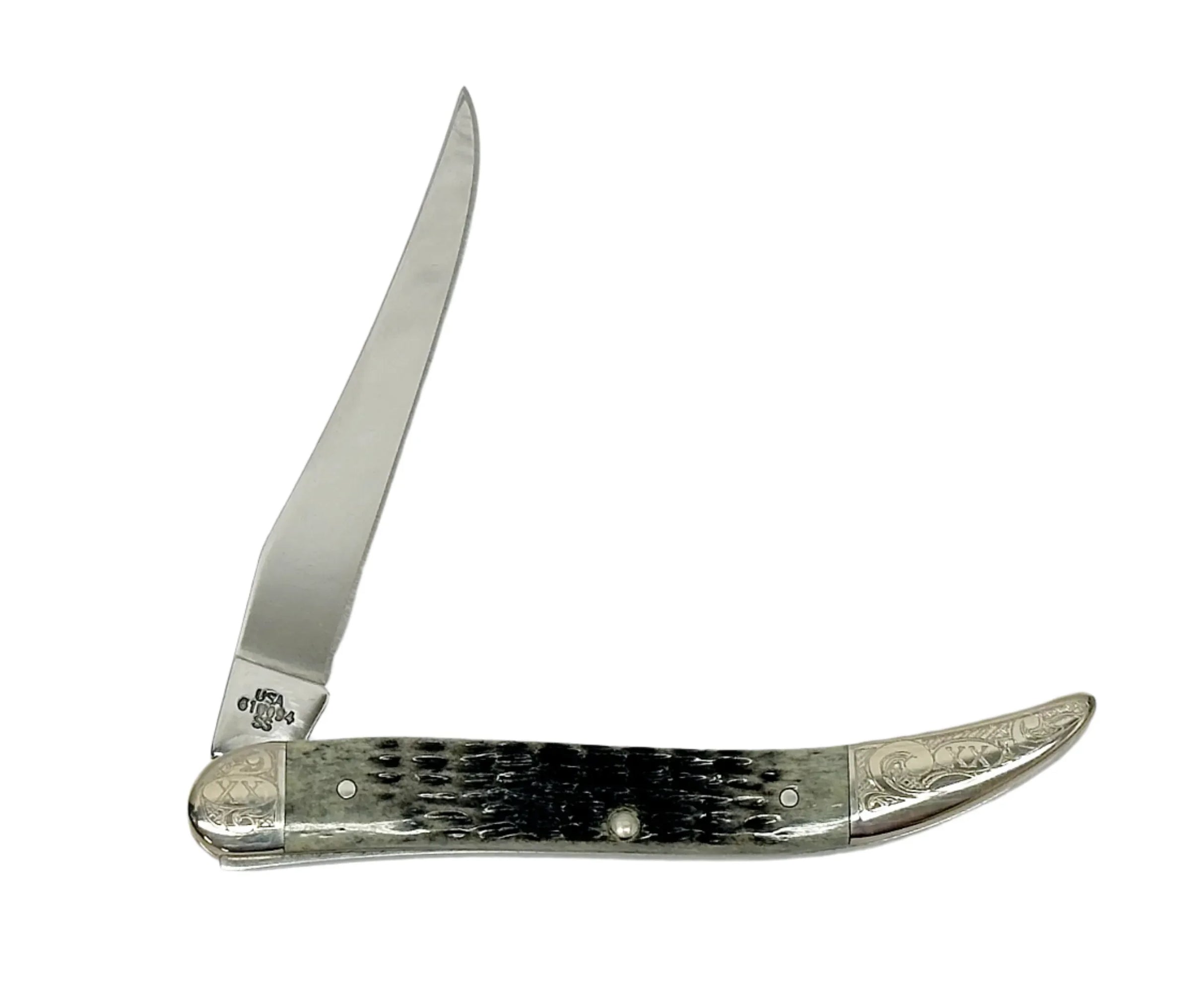 2001 Case XX 610094 Pitch Black Bone Toothpick Pocket Knife - Hers and His Treasures