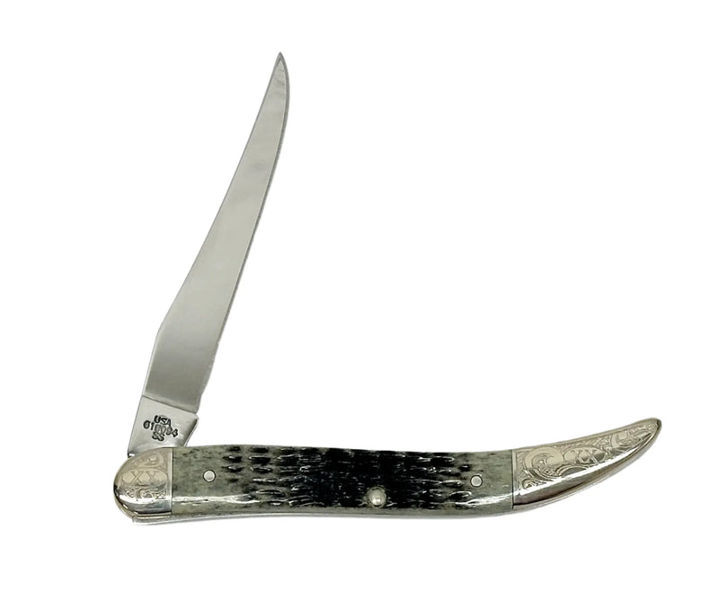 2001 Case XX 610094 Pitch Black Bone Toothpick Pocket Knife - Hers and His Treasures