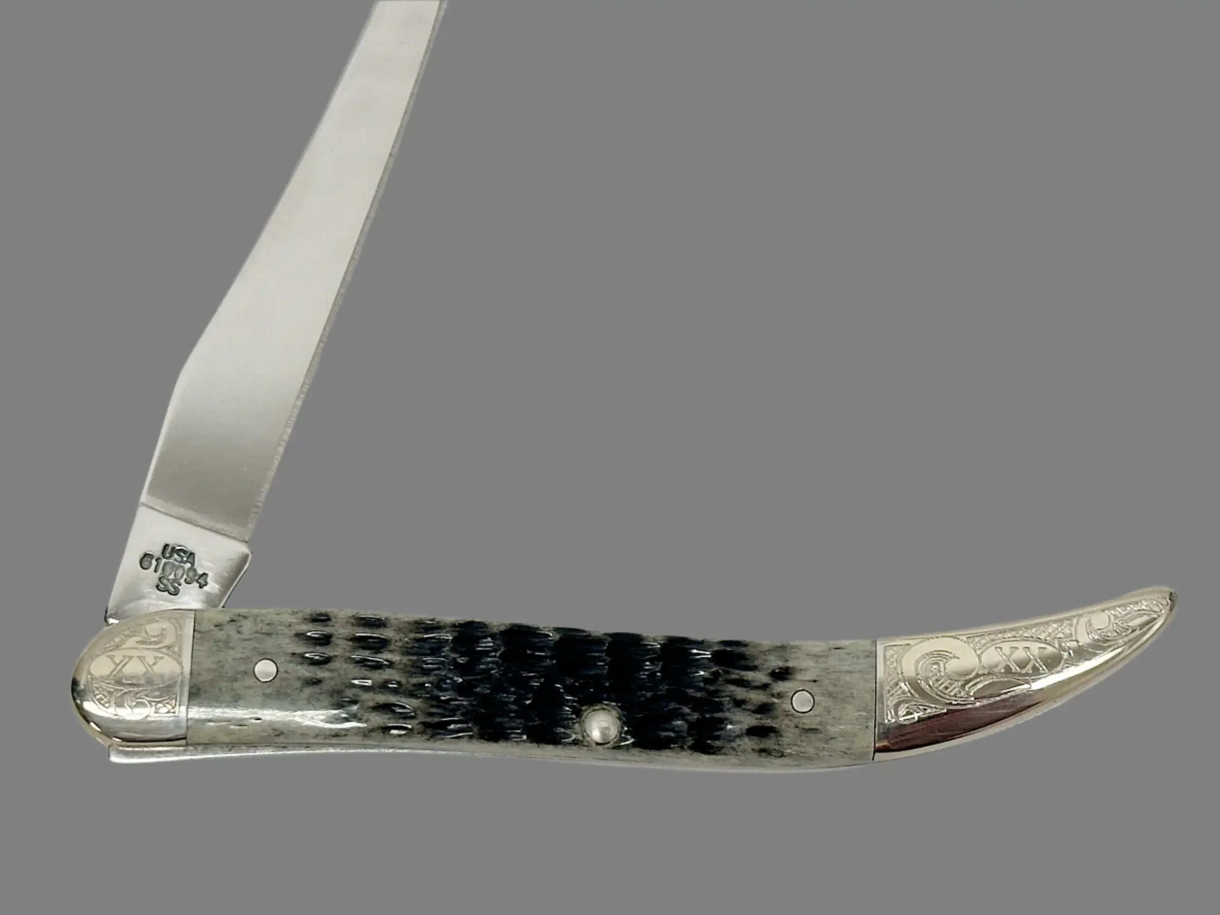 2001 Case XX 610094 Pitch Black Bone Toothpick Pocket Knife - Hers and His Treasures