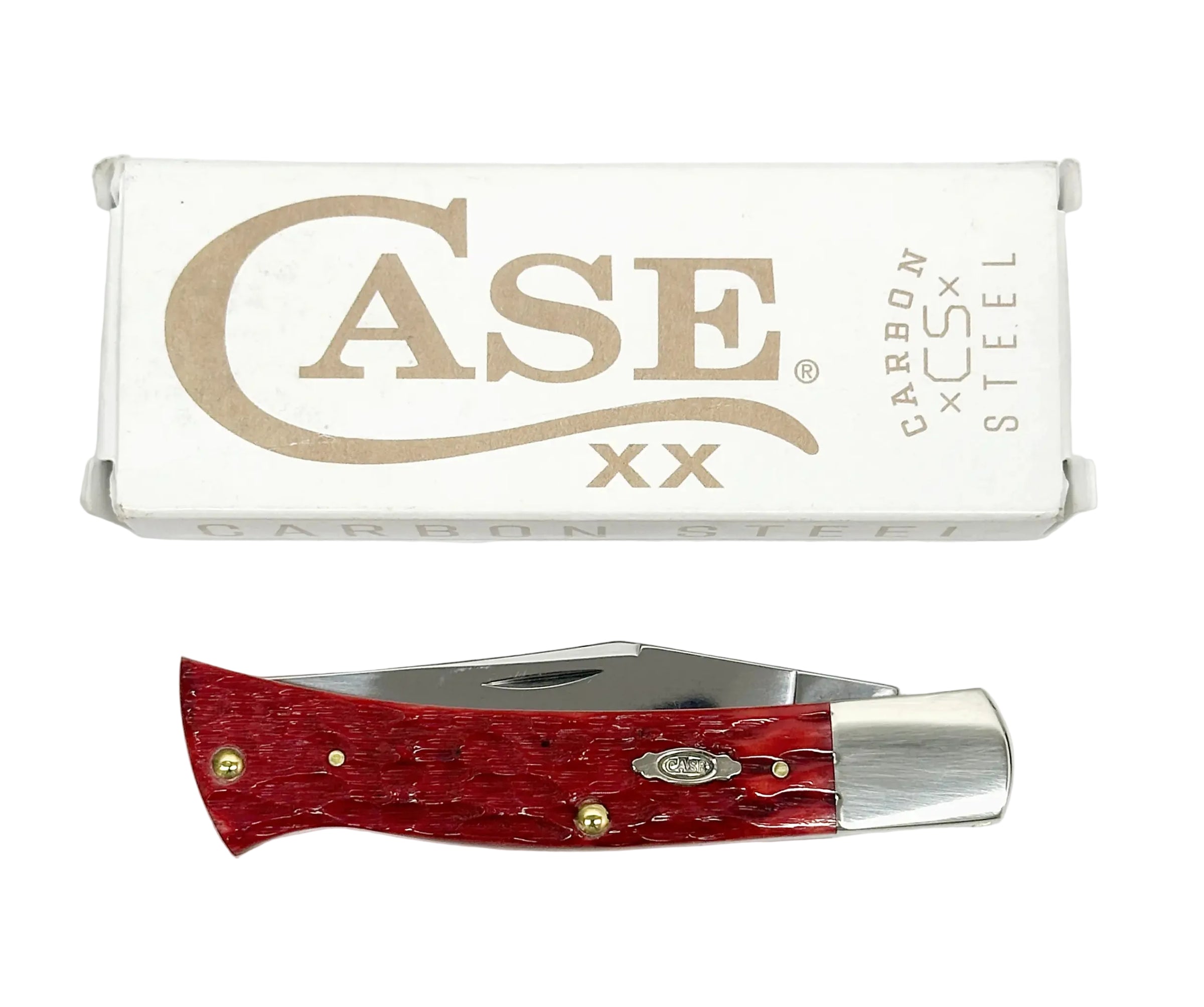 Case XX Peach Seed Jigged Dark Red Bone CS Axe Handle Pocket Knife - Hers and His Treasures