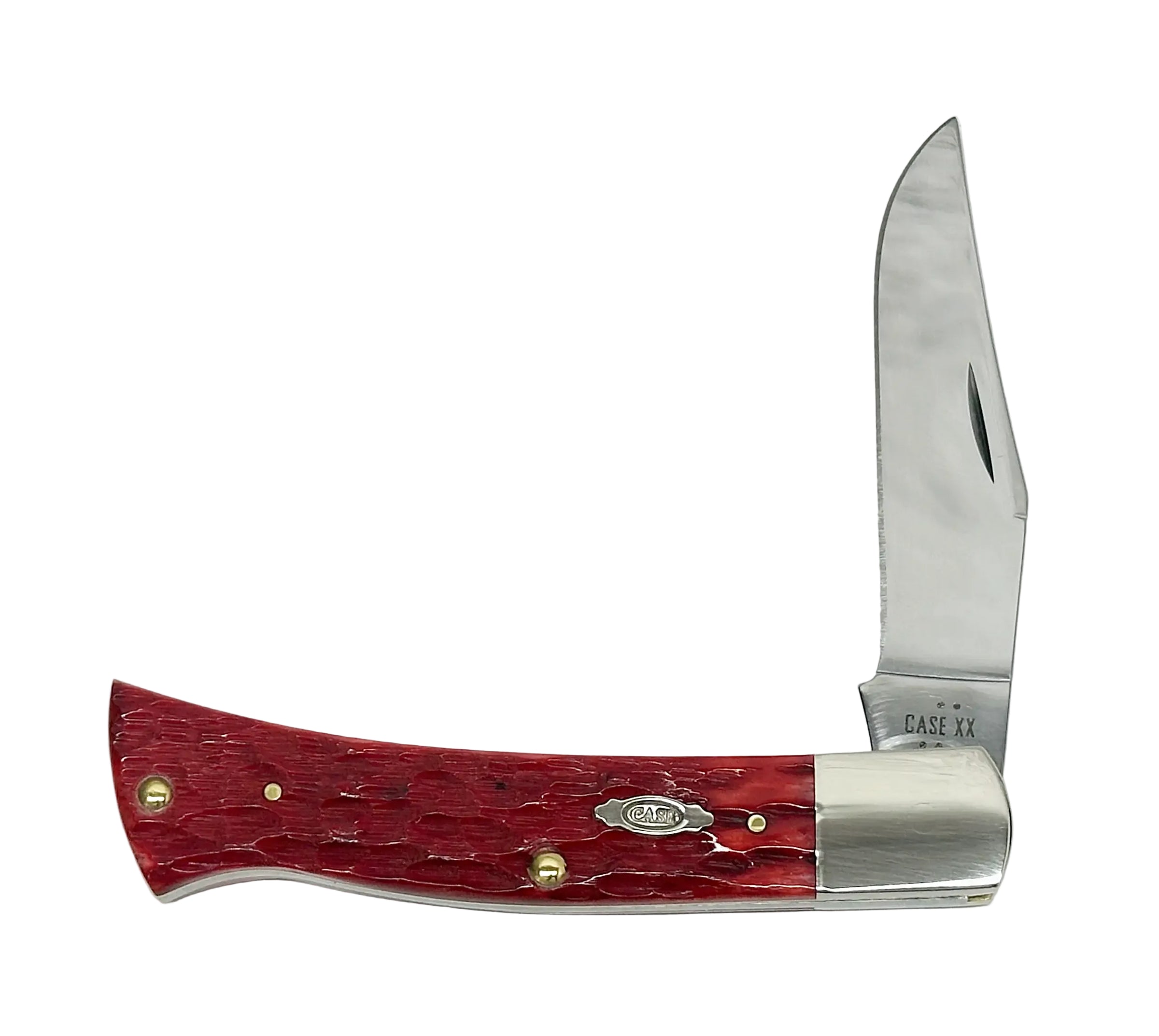 Case XX Peach Seed Jigged Dark Red Bone CS Axe Handle Pocket Knife - Hers and His Treasures