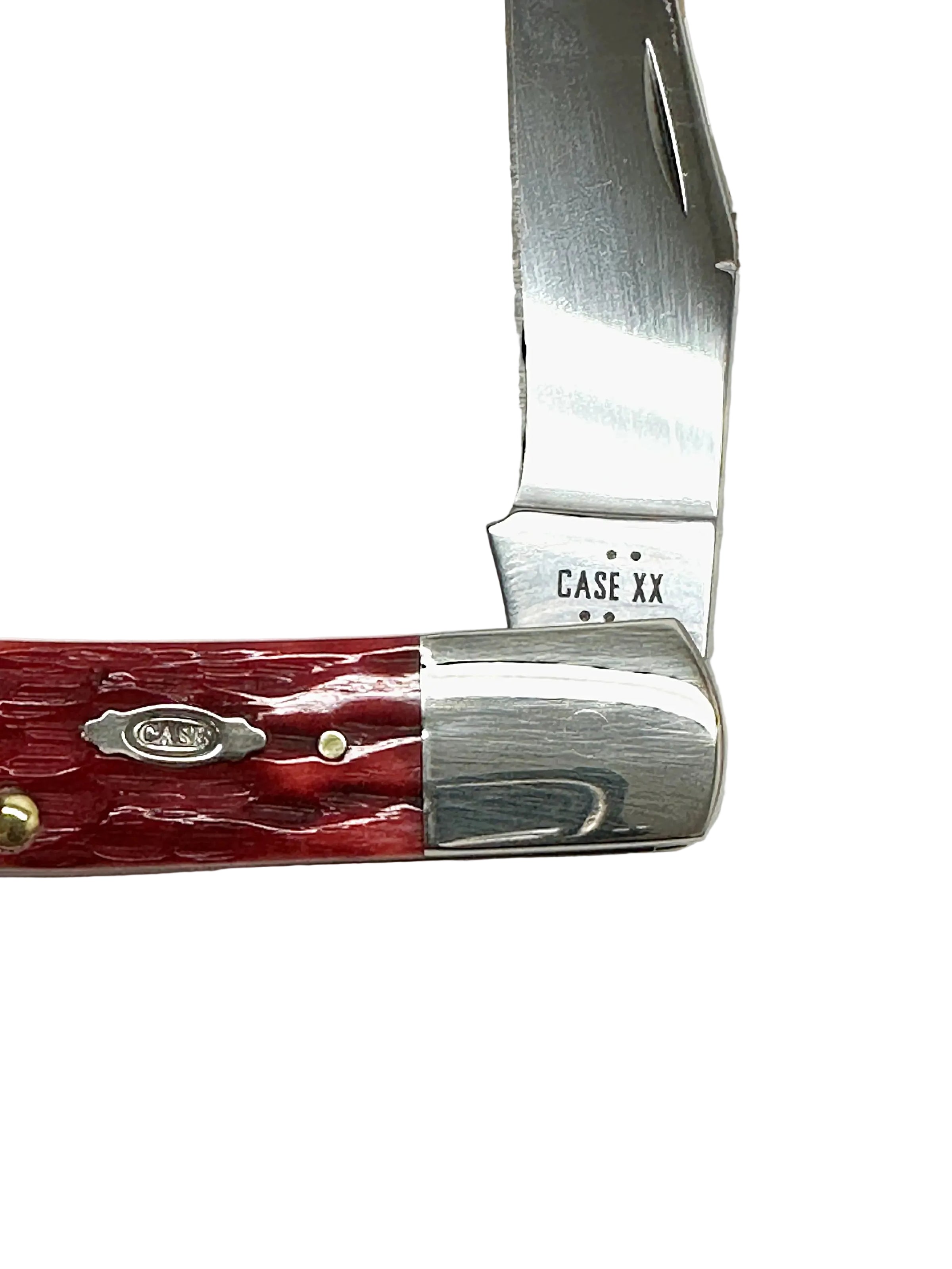Case XX Peach Seed Jigged Dark Red Bone CS Axe Handle Pocket Knife - Hers and His Treasures