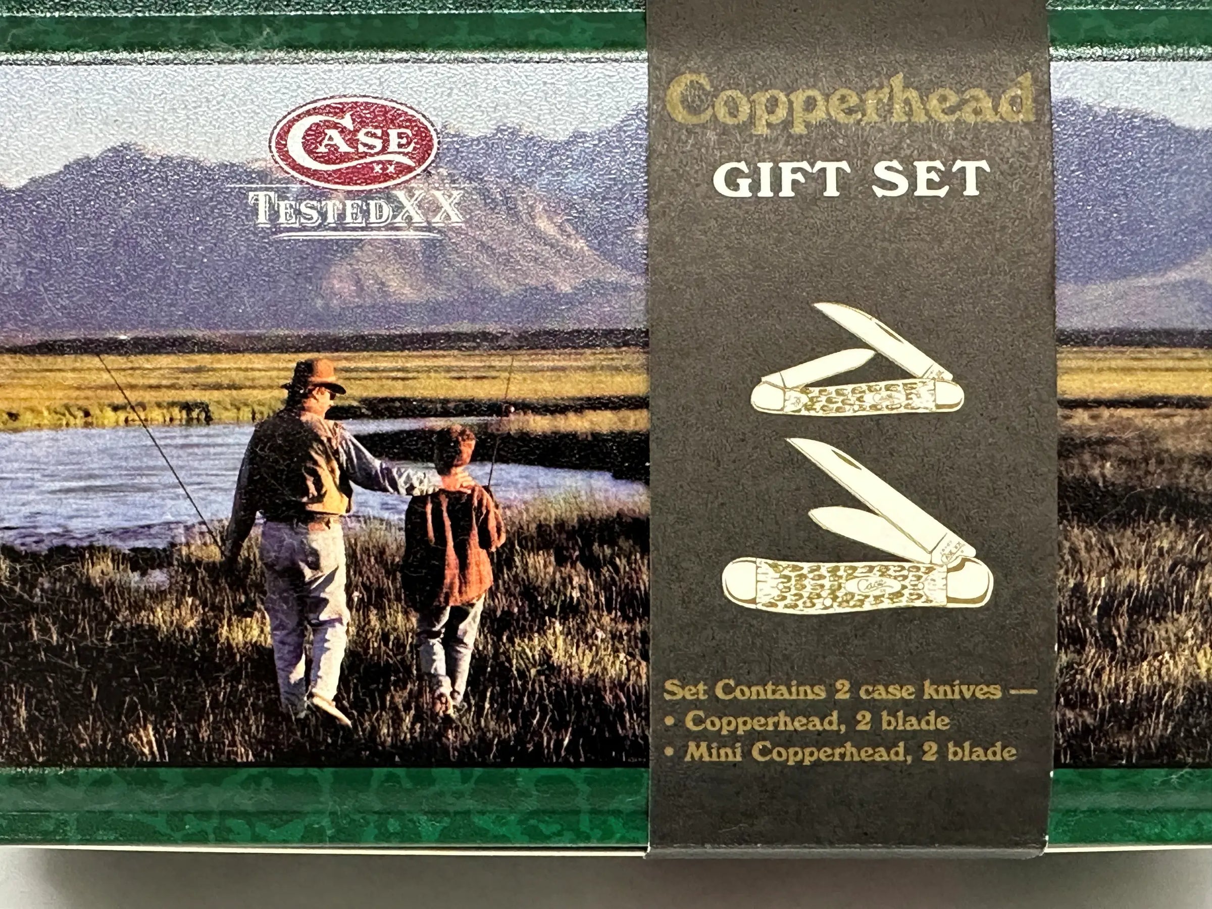 2000 Case XX Natural Bone Copperhead Pocket Knife Gift Set - Hers and His Treasures