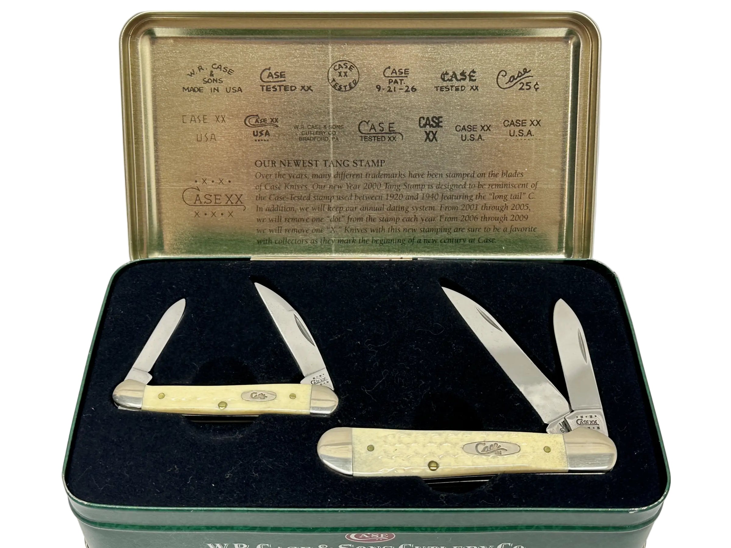 2000 Case XX Natural Bone Copperhead Pocket Knife Gift Set - Hers and His Treasures