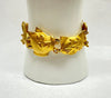 AJC Cat and Mouse Satin Gold Tone Link Bracelet