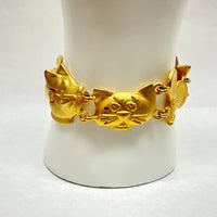 AJC Cat and Mouse Satin Gold Tone Link Bracelet