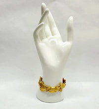 AJC Cat and Mouse Satin Gold Tone Link Bracelet
