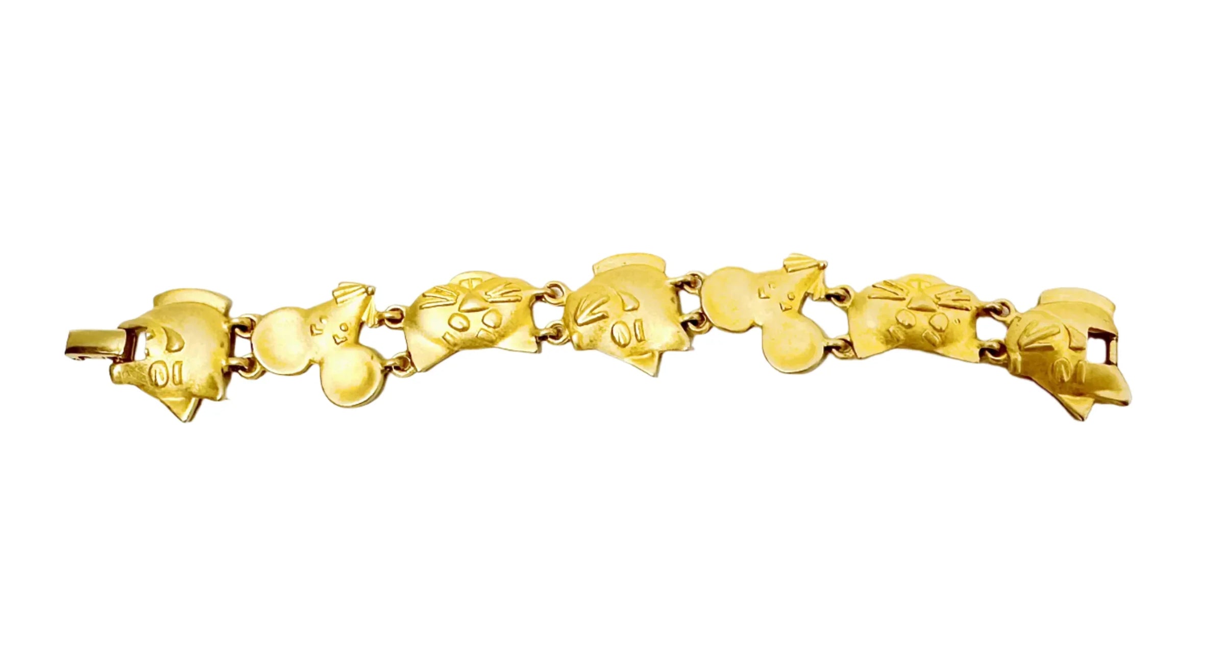 AJC Cat and Mouse Satin Gold Tone Link Bracelet