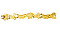 AJC Cat and Mouse Satin Gold Tone Link Bracelet