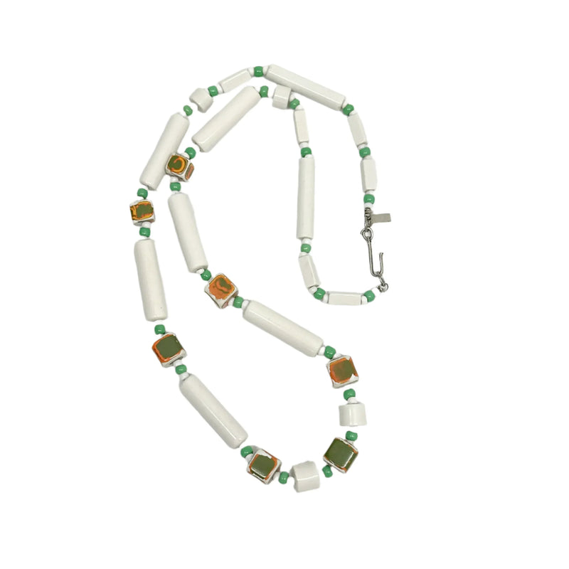 1960's Celebrity NY w/Hang Tag Porcelain Beaded Necklace - Hers and His Treasures