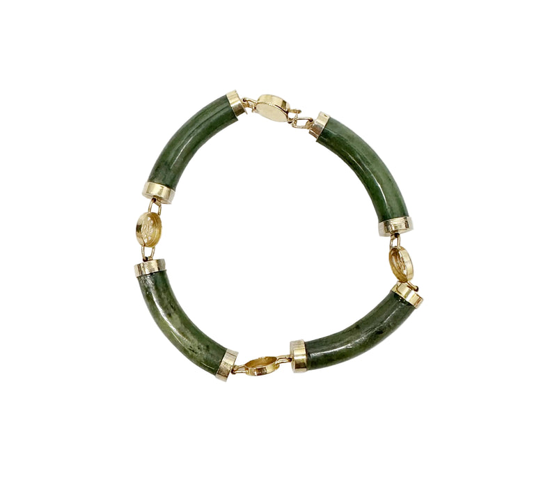Vintage Chinese Green Nephrite Jade Link Bracelet - Hers and His Treasures