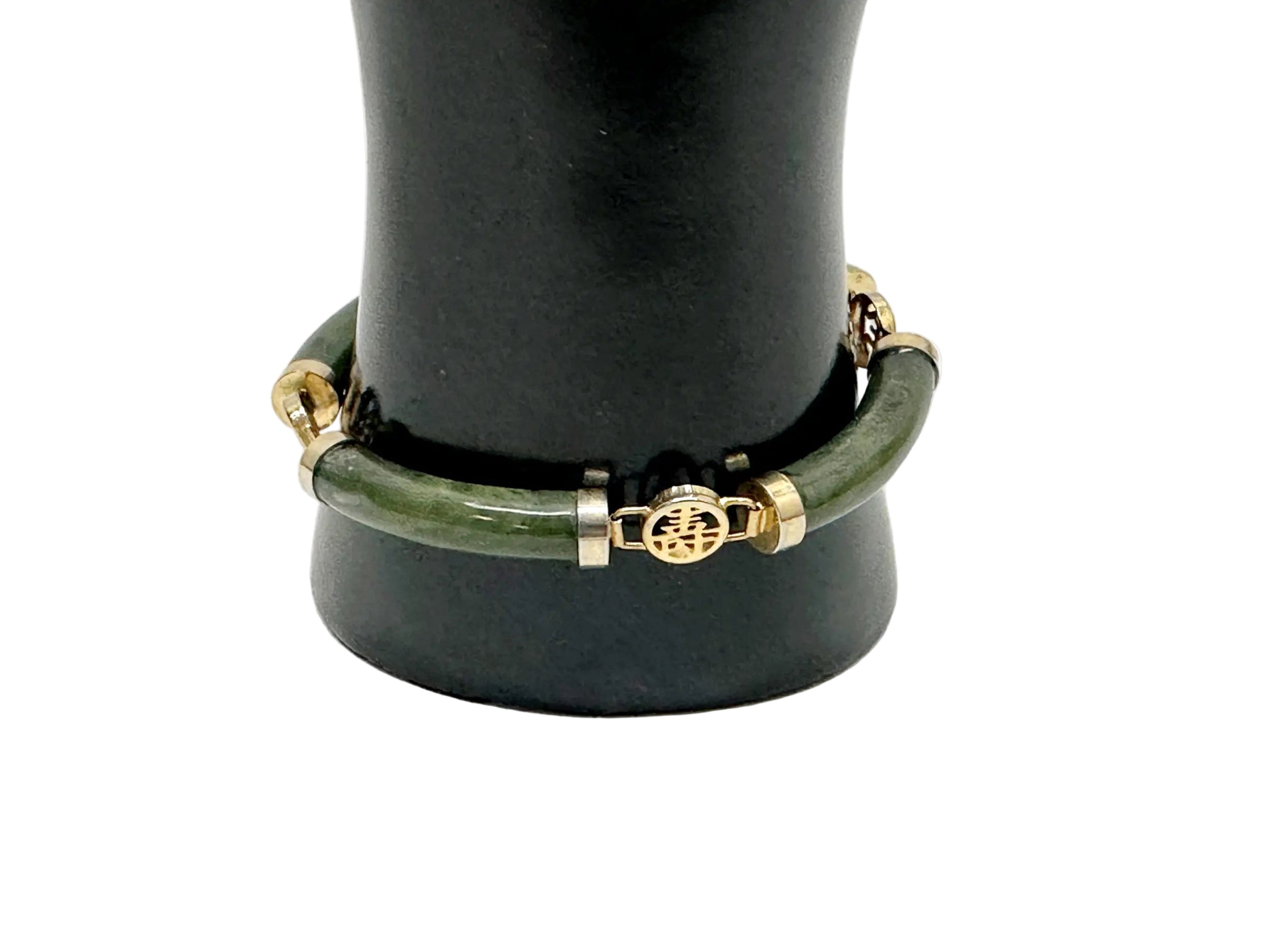 Vintage Chinese Green Nephrite Jade Link Bracelet - Hers and His Treasures