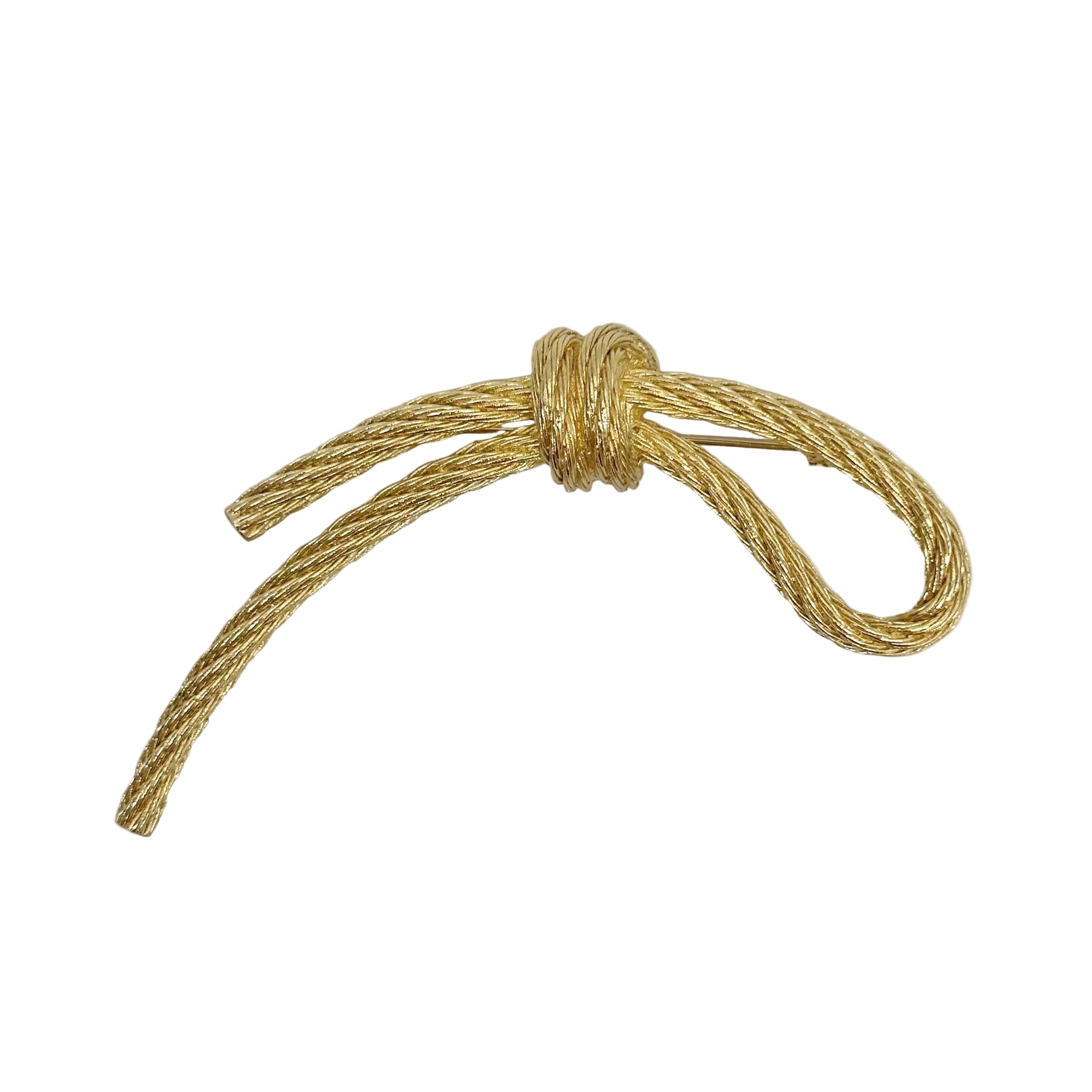 Christian Dior Large Rope Knot Gold Tone Brooch - Hers and His Treasures