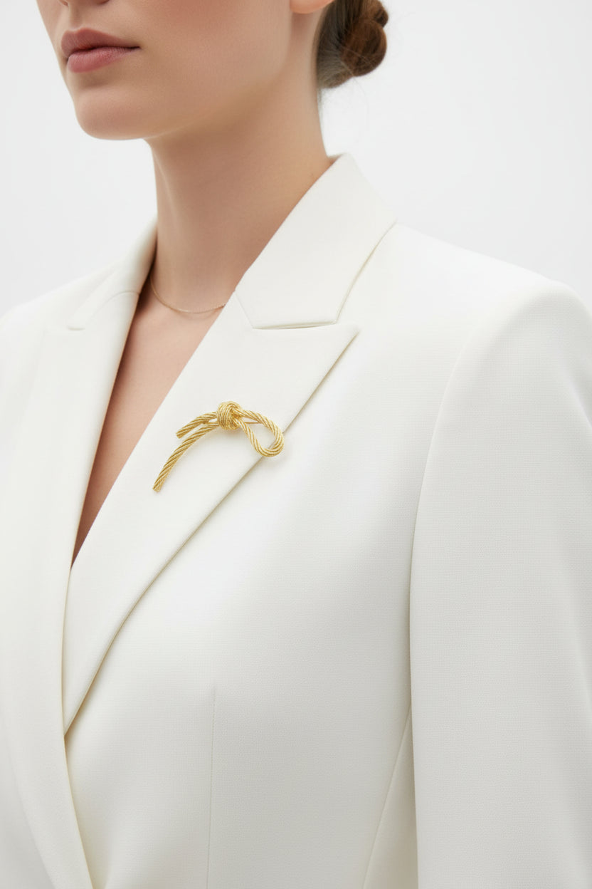 Christian Dior Large Rope Knot Gold Tone Brooch - Hers and His Treasures