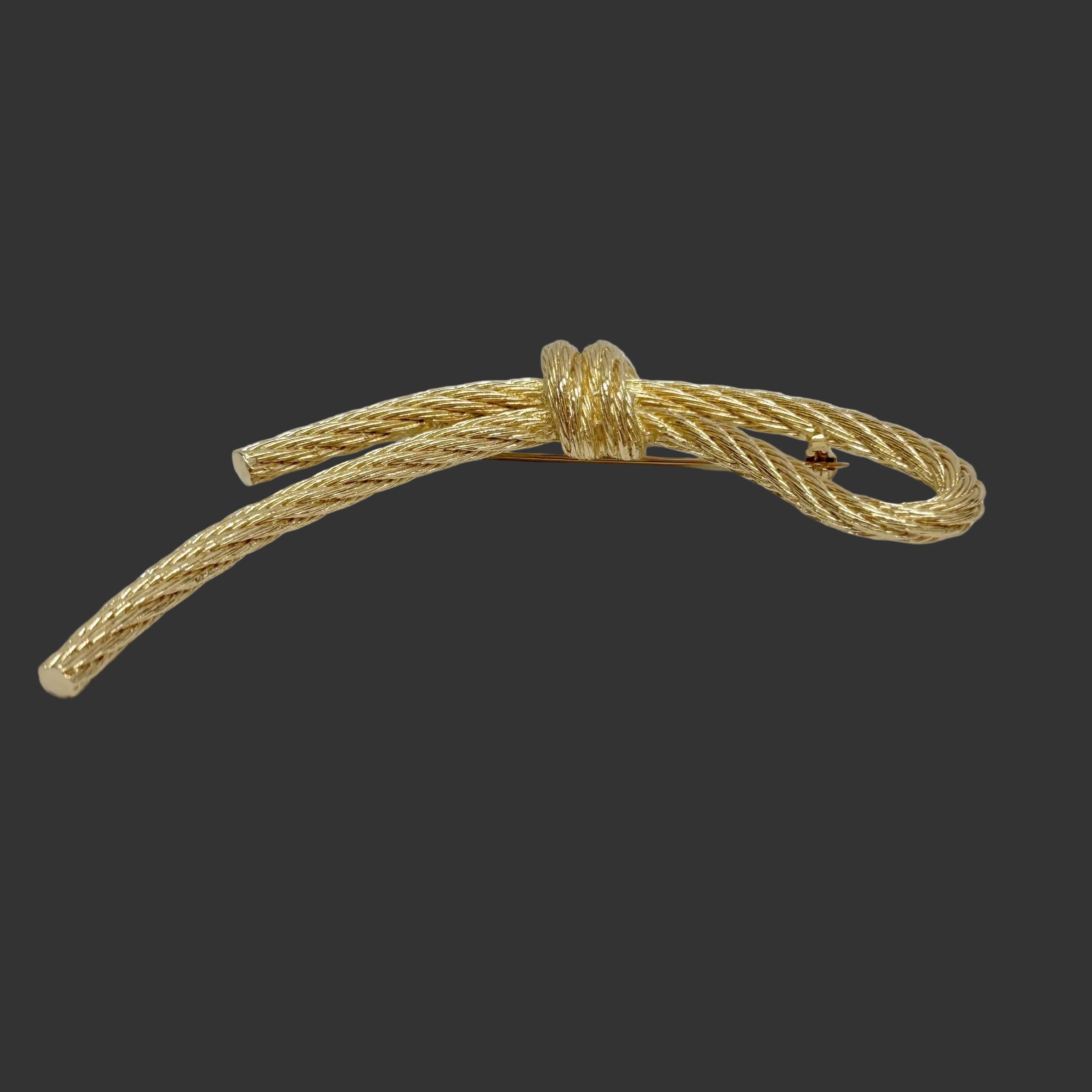 Christian Dior Large Rope Knot Gold Tone Brooch - Hers and His Treasures