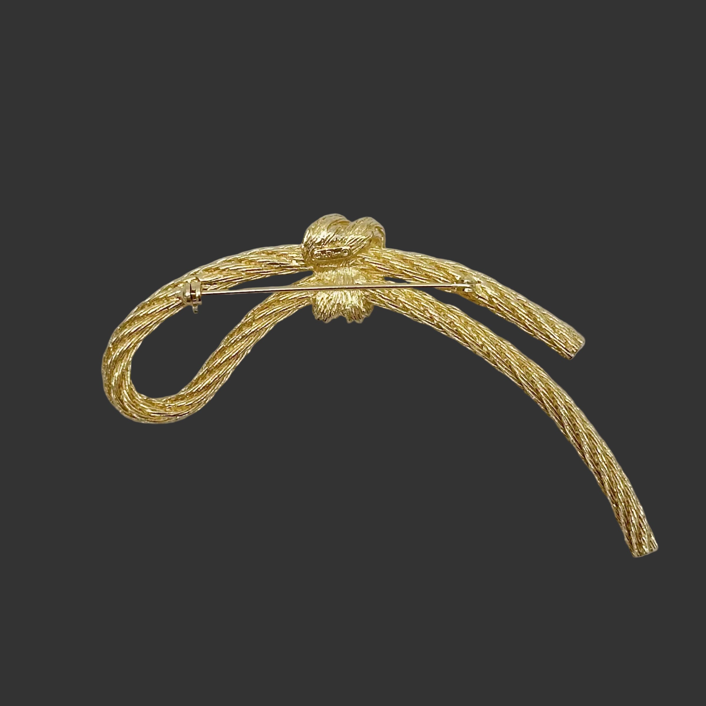 Christian Dior Large Rope Knot Gold Tone Brooch - Hers and His Treasures