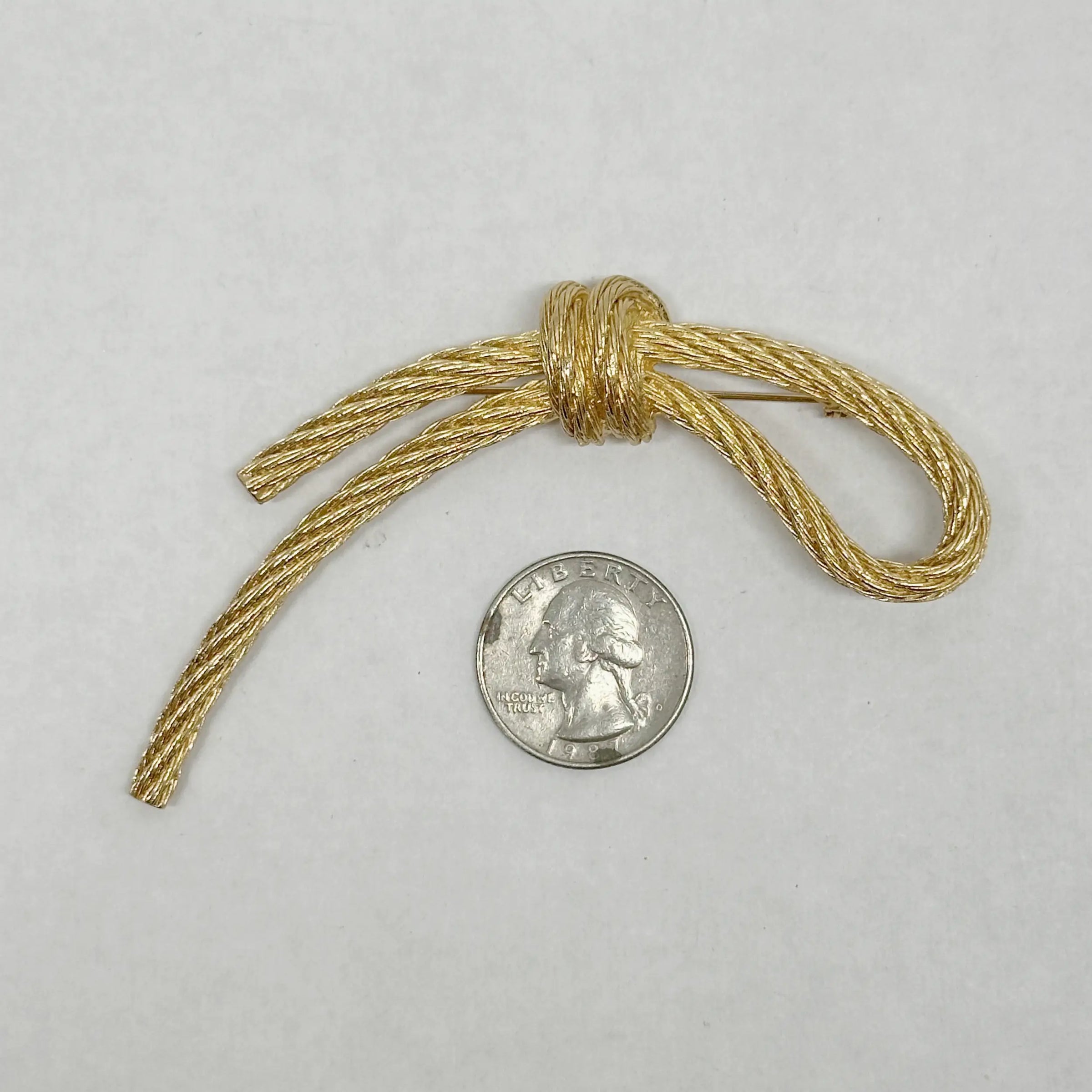 Christian Dior Large Rope Knot Gold Tone Brooch - Hers and His Treasures