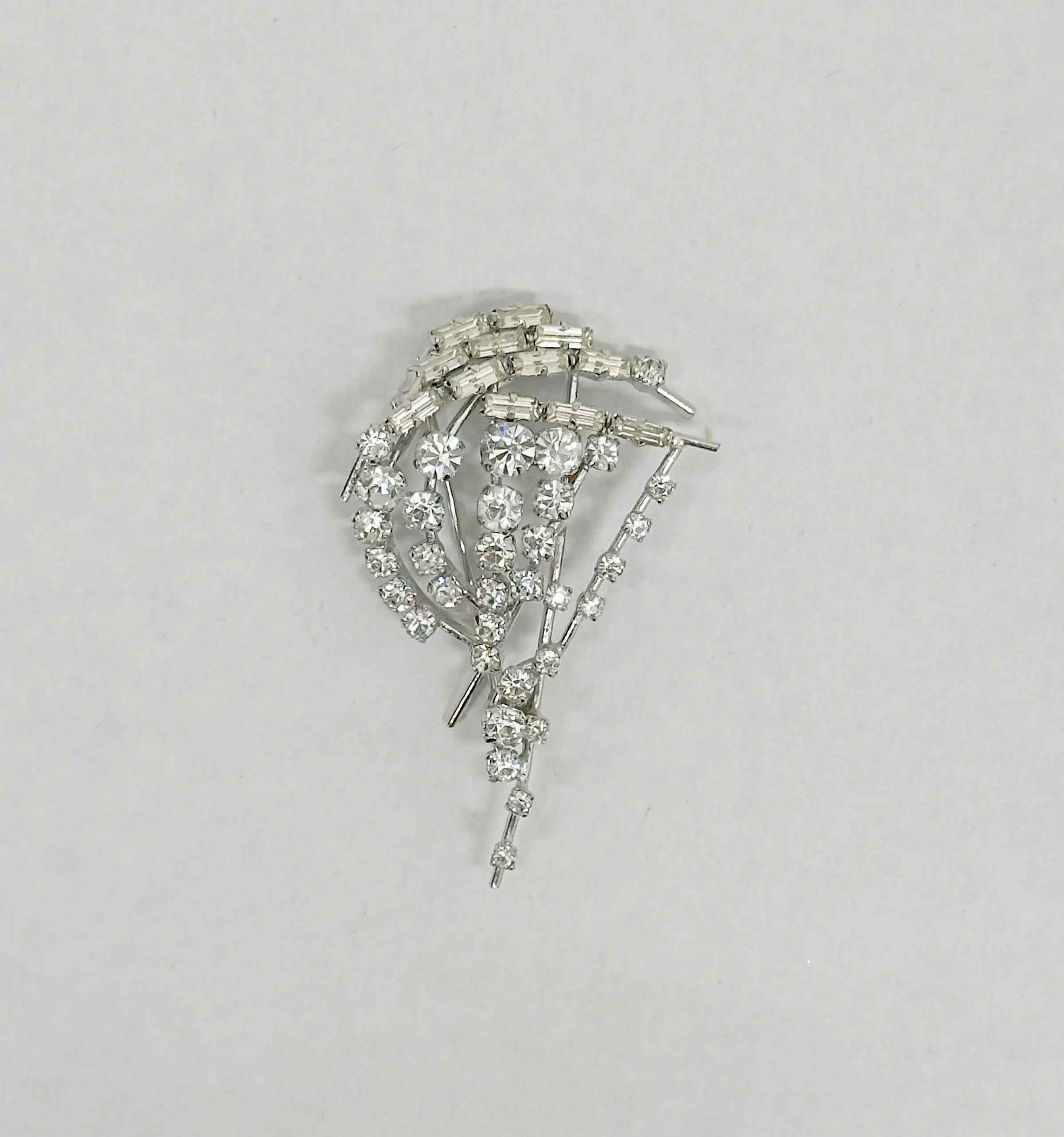 Vintage Austria Clear Crystal Rhinestone Brooch Pin - Hers and His Treasures