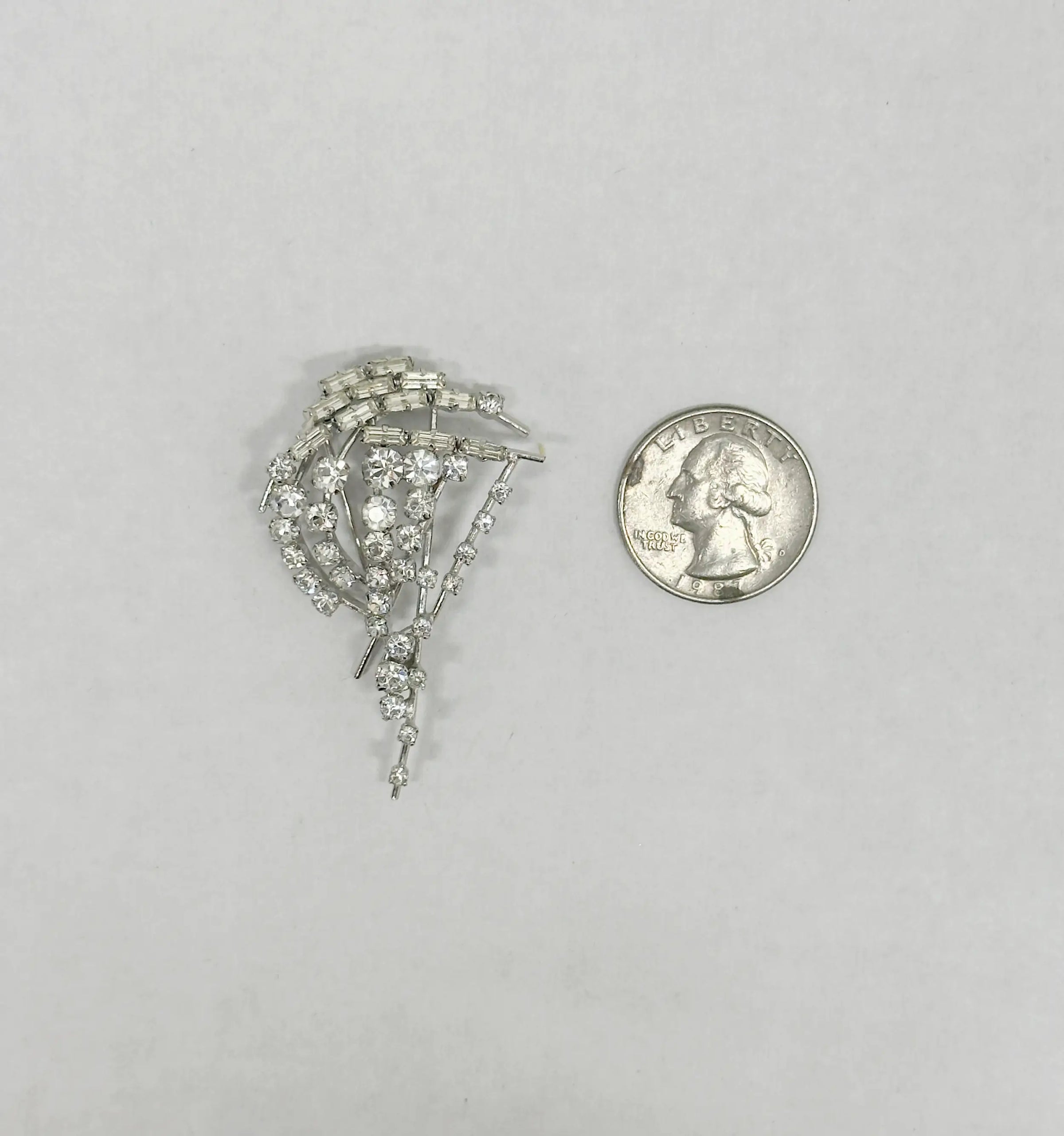 Vintage Austria Clear Crystal Rhinestone Brooch Pin - Hers and His Treasures