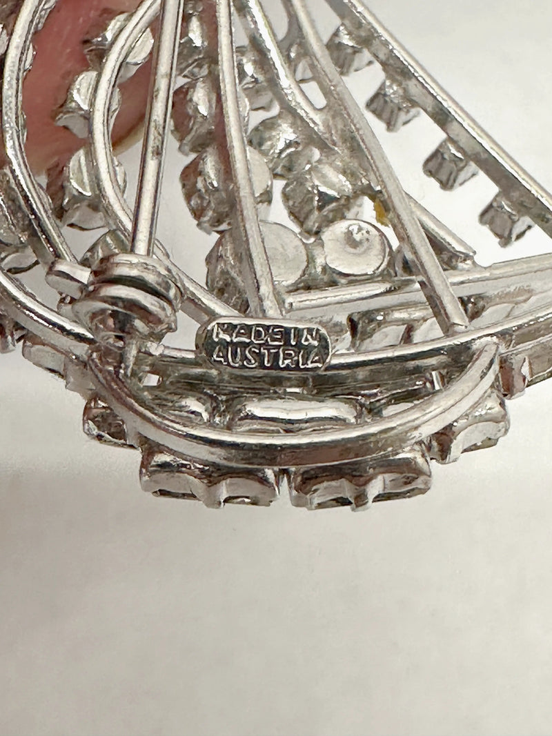 Vintage Austria Clear Crystal Rhinestone Brooch Pin - Hers and His Treasures