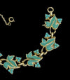 Coro Gold Tone Blue Enamel Leaf Link Bracelet - Hers and His Treasures