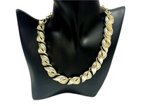 Coro Brushed Gold Tone Leaf Link Choker Necklace - Hers and His Treasures