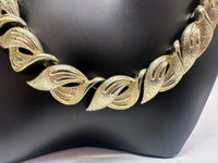 Coro Brushed Gold Tone Leaf Link Choker Necklace - Hers and His Treasures