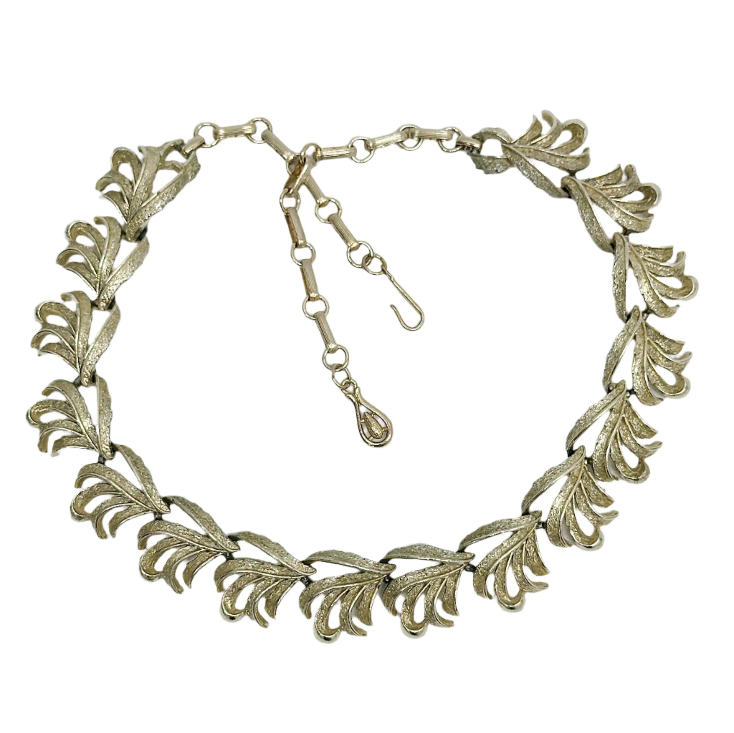 Coro Brushed Gold Tone Leaf Link 16" Necklace - Hers and His Treasures