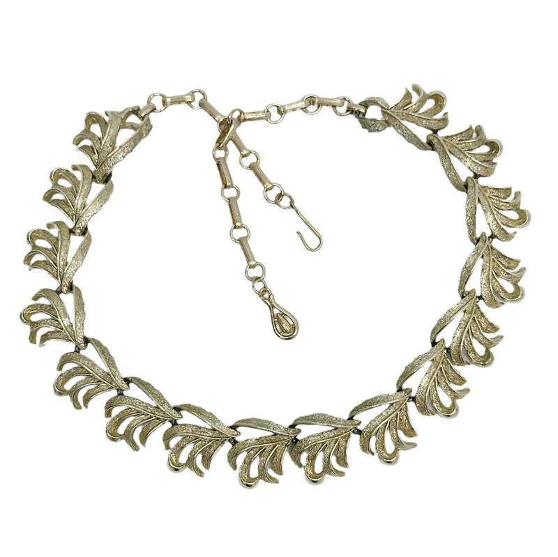 Coro Brushed Gold Tone Leaf Link 16" Necklace - Hers and His Treasures