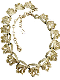 Coro Brushed Gold Tone Leaf Link 16" Necklace - Hers and His Treasures