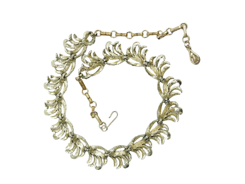 Coro Brushed Gold Tone Leaf Link 16" Necklace - Hers and His Treasures