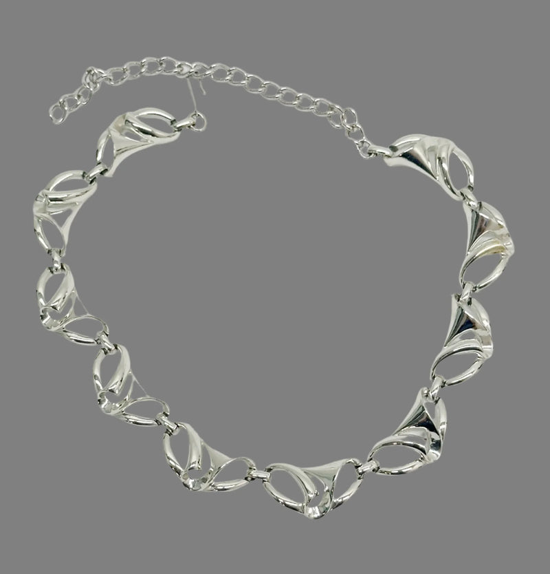 Coro 18" Silver Tone Ribbon Link Necklace - Hers and His Treasures