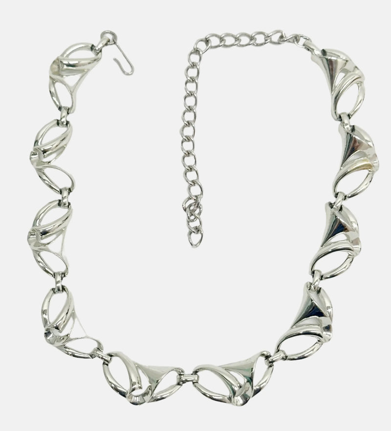 Coro 18" Silver Tone Ribbon Link Necklace - Hers and His Treasures